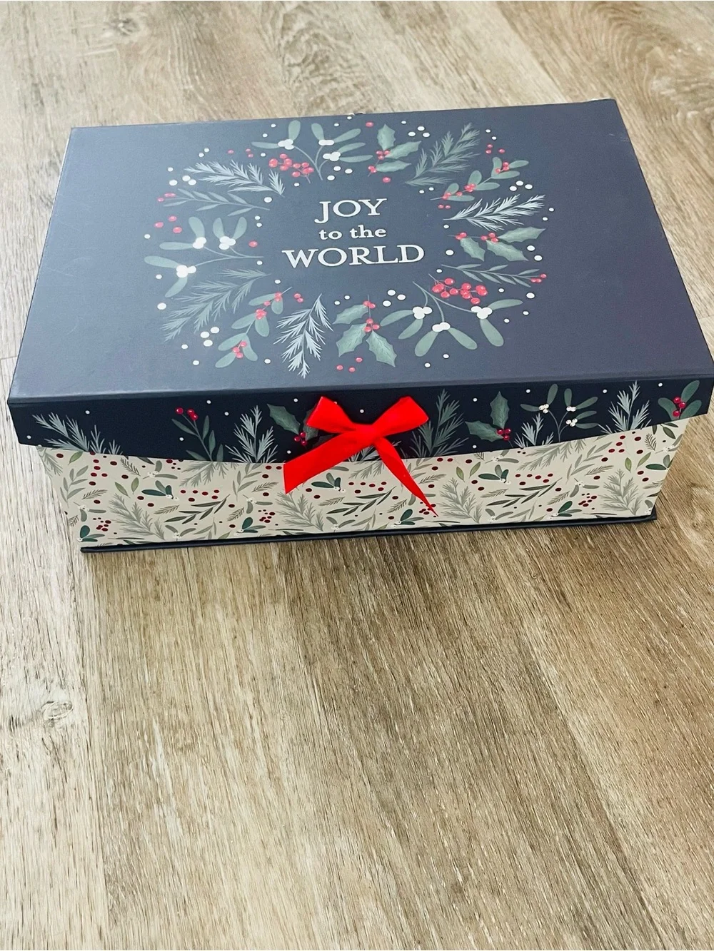 Joy to the World Holiday Gift Box - Navy and Red